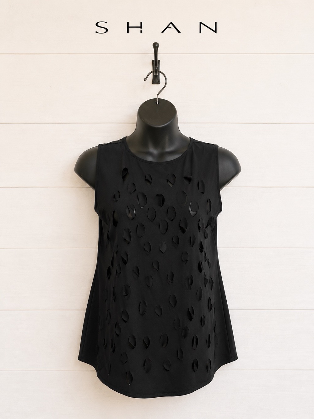 SHAN Charlie-Rose Black Cutout Swim Cover-Up Tunic Size 12